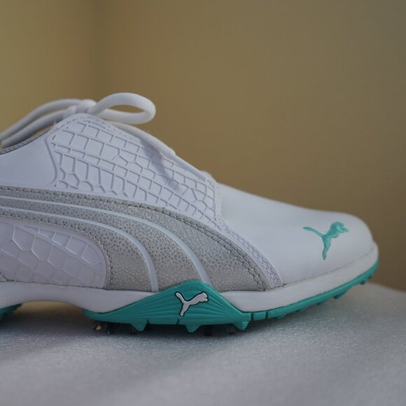 Puma Women's Biofusion Golf Shoes White/Silver Metallic/Aqua Splash, 8.5 M - Picture 11 of 16